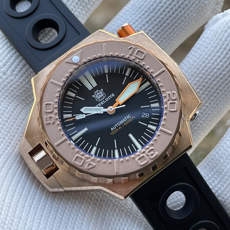 Pre-owned Proxima Steeldive Men Automatic Watch 1200m Waterproof Mens Dive Watches Luminous Bronze