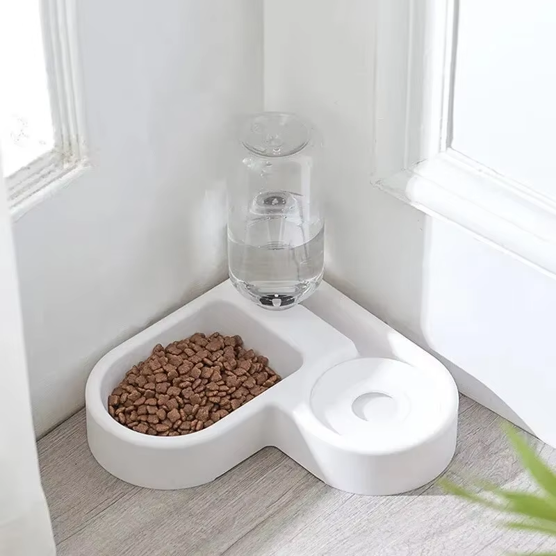 2-in-1 Automatic Pet Water Dispenser & Food Bowl Set for Cats Dogs Feeder Basin