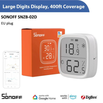 Zigbee LCD Smart Temperature Humidity Sensor Compatible Smart Scene with Alexa