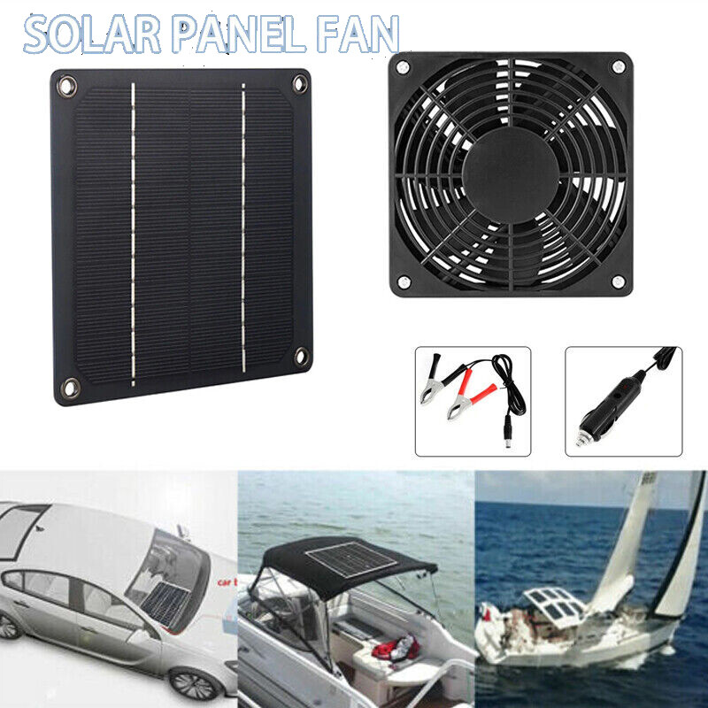 Solar Panel Exhaust Fan Kit for Chicken Coops Greenhouses Pet House Sheds US