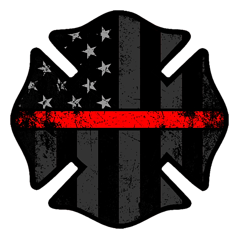 Volunteer Fire Department Maltese Cross Firefighter DECAL MAN CAVE TRUCK STICKER