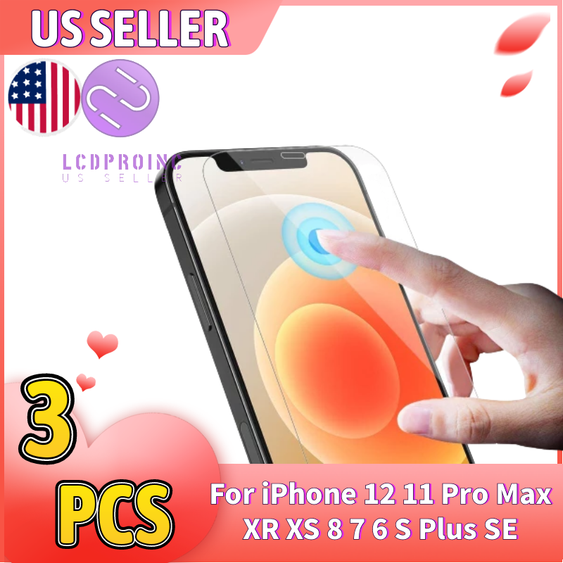 Tempered Glass Screen Protector For iPhone SE 6 7 8 S + XS XR Max 11 12 Pro 3PCS