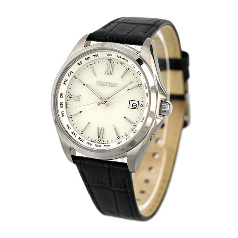 Pre-owned Seiko Selection Sbtm295 Titanium Case Leather Band Solar Atomic Radio Men Watch