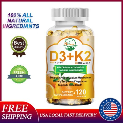 Vitamin K2 MK7 with D3-5000IU Supplement,BioPerine Capsules,Immune Health 120Pcs