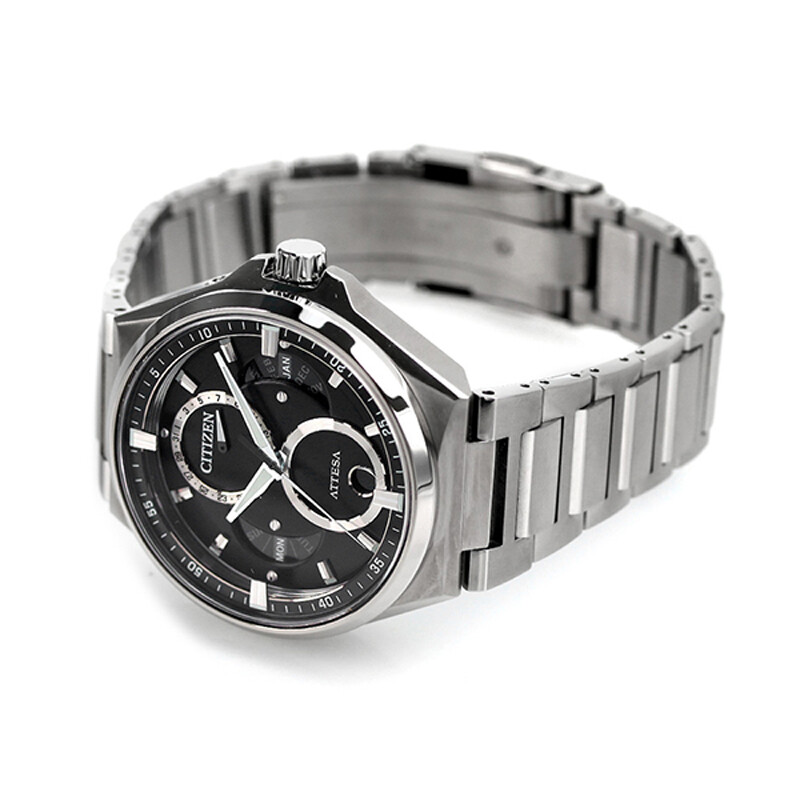 Pre-owned Citizen Attesa Bu0060-68e Eco-drive Triple Calendar Moon Data Titanium Men Watch