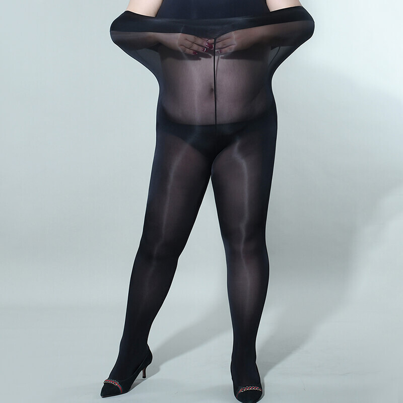 300lbs Plus Size Women Shiny Glossy Pantyhose Sheer Stockings Open Crotch Tights