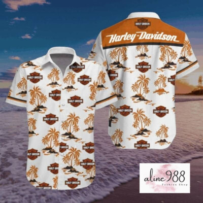 Vintage Harley--Davidson Motorcycle Style Hawaii Shirts, 3D Hawaiian Aloha Shirt