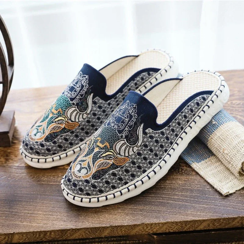 Half Shoes Slippers for Men Genuine Leather Mules Elegant Designer Luxury Clogs