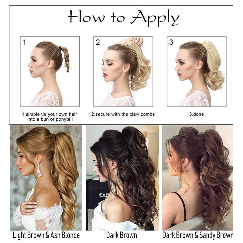 Real Thick Hair Claw On Ponytail Hair Extension Piece Clip In Pony Tail as Human