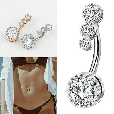Navel Belly Button Rings Bar Crystal Flower Dangle Jewelry Piercing Best D3P3
