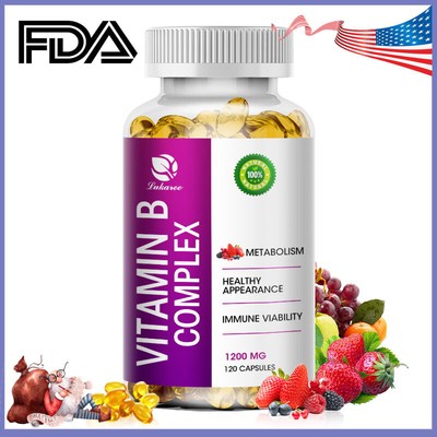 120 Caps Vitamin B Complex Capsule B1,B2,B3,B5,B6,B7,B9,B12, Immune Support~