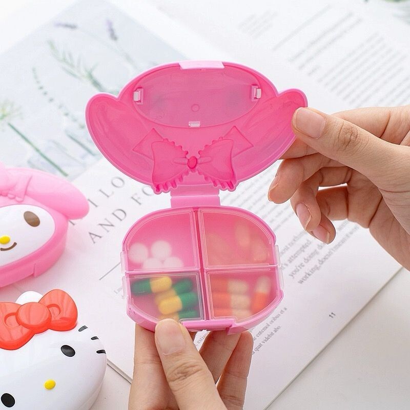 Sanrio My Melody 4 Grid Pill Case Compact Travel Japan New