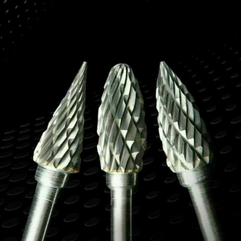 10pcs Tungsten Carbide Burrs Rotary Burr Set 1/4'' Head 1/8Shank Die Grinder Bit