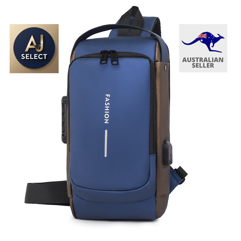 Blue Gold High Capacity Anti-Theft Tactical Chest Bag - Waterproof Leather-Film