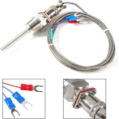 RTD PT100 Temperature Sensor 50~200mm Probe 1/2'' NPT Threads with 1~5m Cable