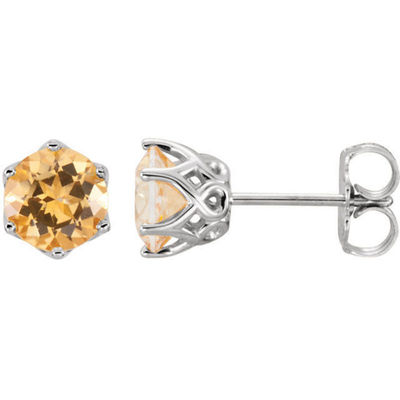 JADiamonds Honey Topaz Earrings In 14K White Gold