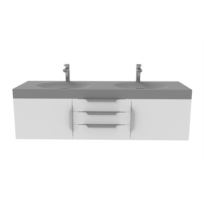Thames 60'' W x 19'' D x 17.75'' H Wall-Mounted Double Bathroom White Vanity