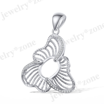 7x9mm to 8x10mm Oval Sterling Silver 925 Pendant Semi Mount Exquiste Art Deco