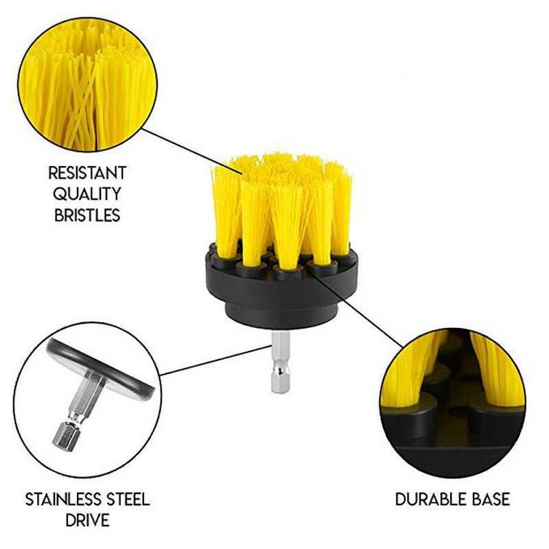 3PCS Drill Brush Power Scrubber Drill Attachments For Carpet Tile Grout Cleaning