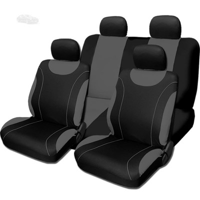For BMW Car Seat Covers Full Set – Black & Grey 2-Tone Cloth Universal Fit
