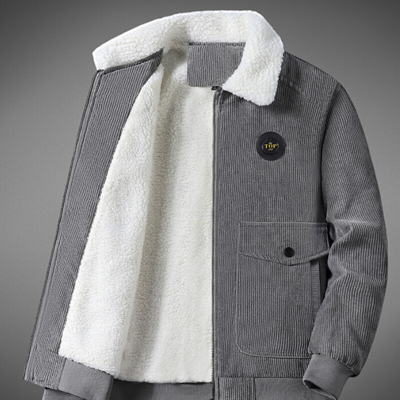 Uomo Velluto a Coste Cappotto Pile Giacca Tasche Intera Zip Caldo Spesso Outdoor
