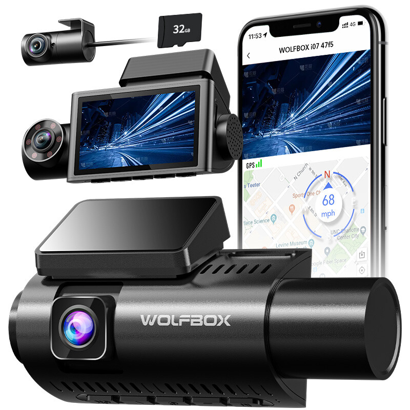 WOLFBOX Dash Cam 3 Channel 4K Dash Camera Three Cameras With