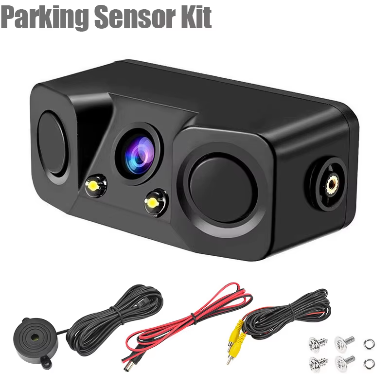 3 In 1 Radar Parking Sensor Kit Visible Parktronic LED Display System Backup Mon
