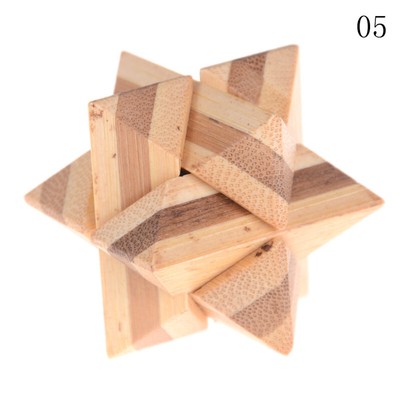 IQ Brain Teaser Kong Ming Lock Wooden Interlocking Burr 3D Puzzles Game Toy J'wt