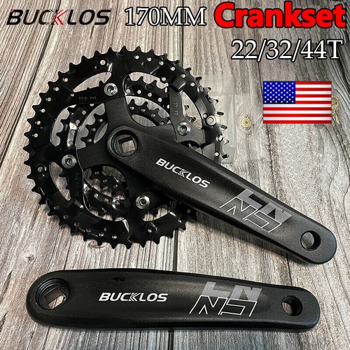 Crank Set 3x9 Speed 22/32/44T 170mm Square Hole Crank Arm Chainring fit Shimano
