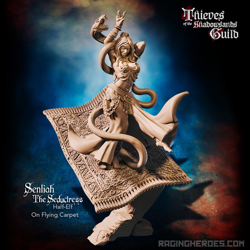 Неистовые герои Сенлия, соблазнительница на ковре-самолете 28 мм Fantasy D&D