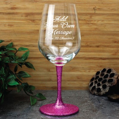 Custom Engraved Red Wine Glass - Your Design, Coloured Base