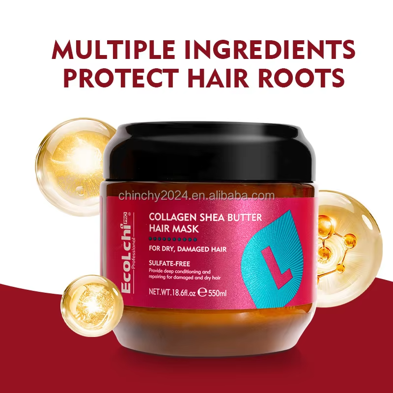 EcoLchi SHEA BUTTER HAIR MASK Boosting Hair Repair Mask Deep Conditioning 550ml