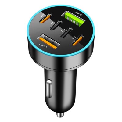 120W Fast Car Charger 4 Port Adapter & Cable For iPhone 16 15 14 13 12 Pro Max