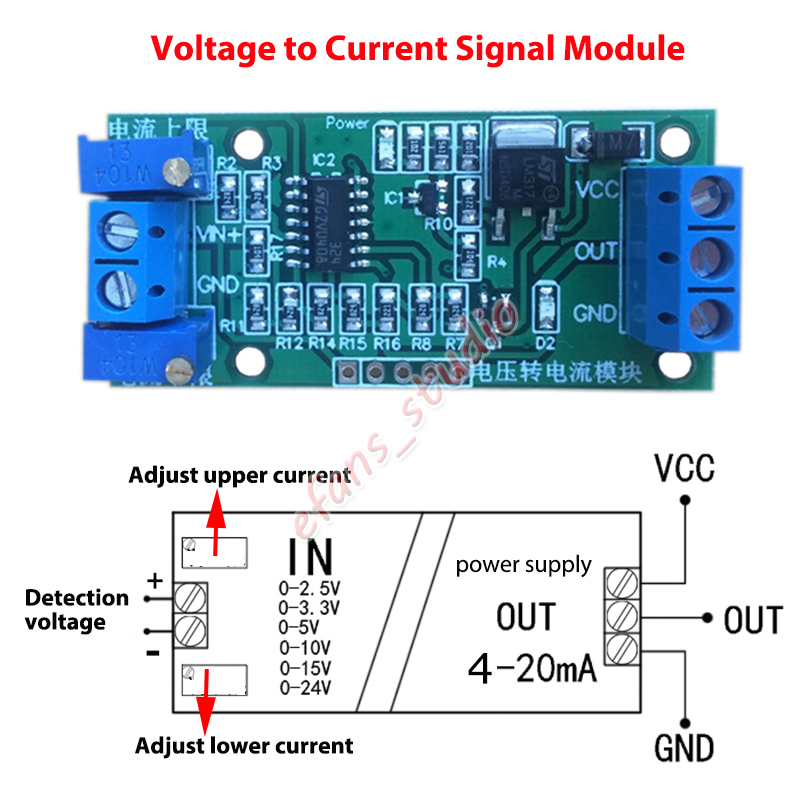 Signal Converter 024V 5V Voltage Turn to Current Transmitter 420mA Adjustable eBay