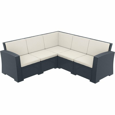 Compamia Monaco 5 Piece Outdoor Sectional in Dark Gray with Cushion