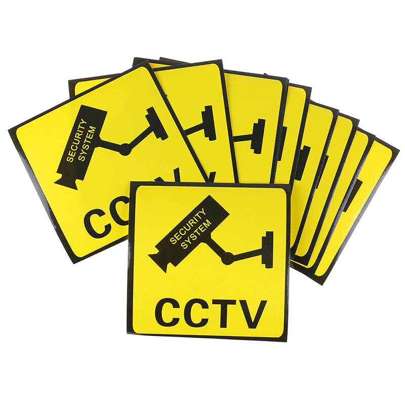 10 Stücke CCTV Videoüberwachung Überwachungskamera Alarm Aufkleber Warnzeichet1