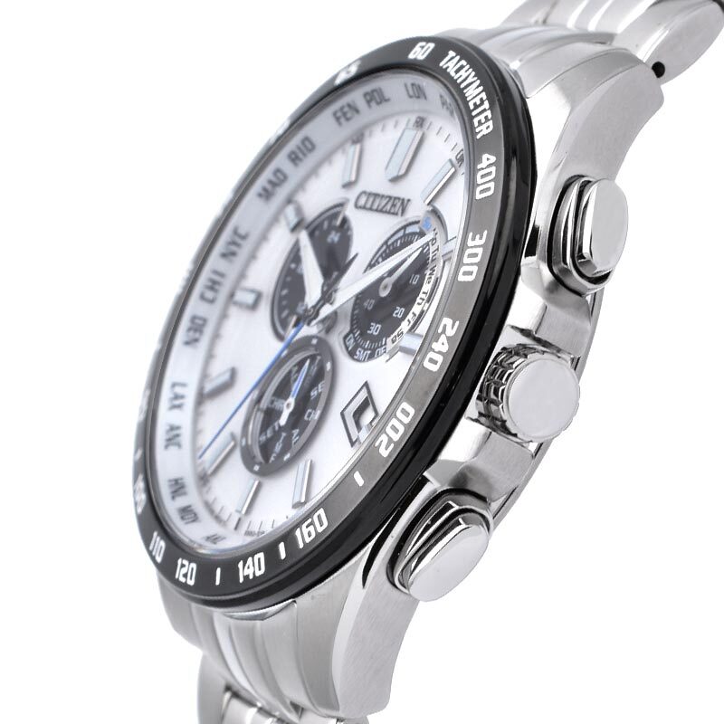 Pre-owned Citizen Collection Cb5874-90a Watch Eco-drive Chronograph White Black Panda
