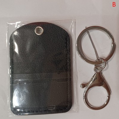 Vintage Leather Access Card Holder Keychain Community Cards Protective Key C WY4