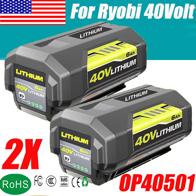 1-5Pack For Ryobi 40Volt 6 Ah Battery High Capacity Lithium OP4050 OP40601 w/LED