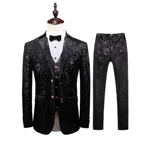 Mens 3 Piece Suits Jackets Vest Blazer Pants Formal Dinner Wedding