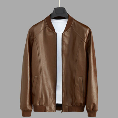 Men's Leather Jacket Motorbike Relaxation Zipper PU Cortex Upper Outer Garment