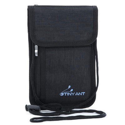 Nylon Anti-Thief Neck Stash Travel Wallet Family Passport Holder Pouch Hidden Po