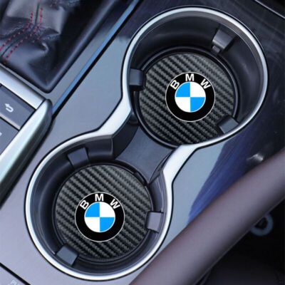 2Pcs Carbon Fiber Texture Car Cup Holder Coaster Anti-slip Mat for BMW New