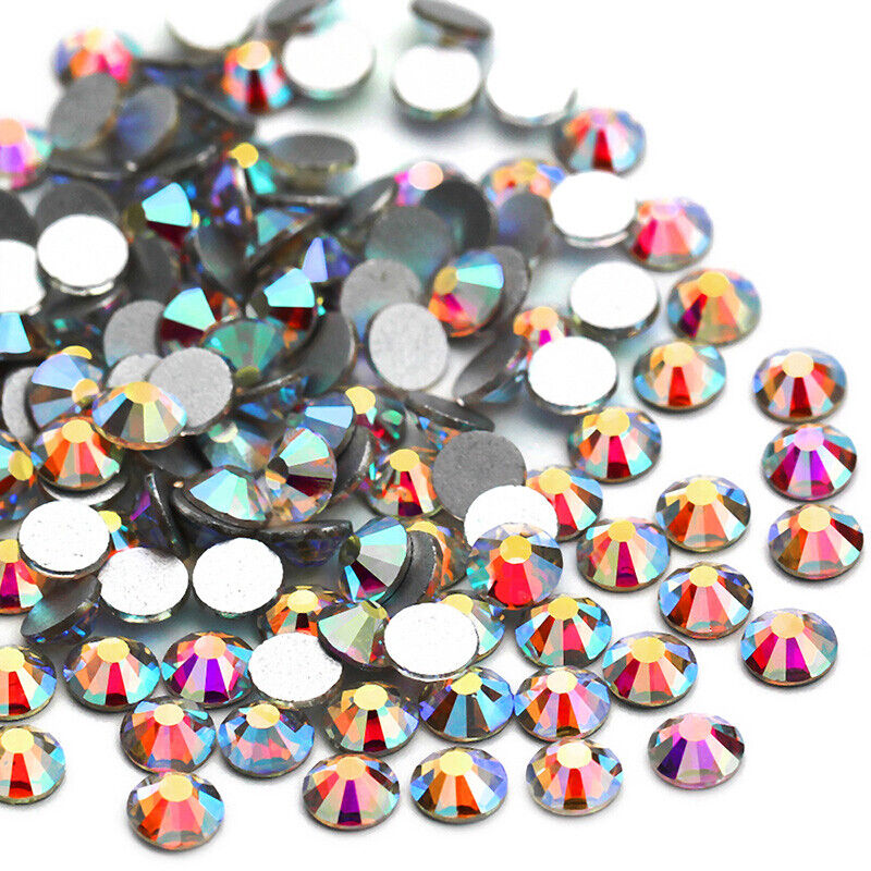 Top Quality 1440pcs Crystal Ab Rhinestones Flat Back Gems 3d Nail Art Decoration