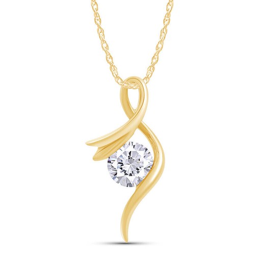 14K Yellow Gold 1 Carat Moissanite Infinity Pendant Ribbon Necklaces 18" Chain