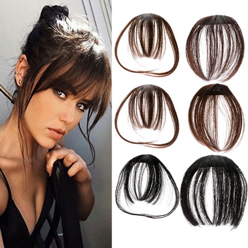 Natural 100 Thin Neat Air Bangs Human Extension Clip In Fringe