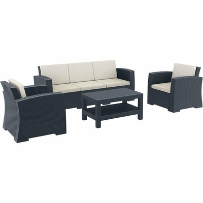 Compamia Monaco 4 Piece Outdoor Sofa Set in Dark Gray with Cushion