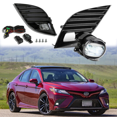 Pair Fit 2018 2019 2020 Toyota Camry SE XSE LED Fog Lights Lamps W/Switch Bezel