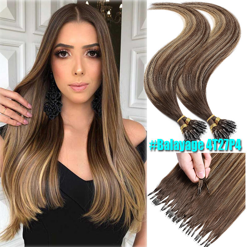 Russian Thick Nano Ring Tip Remy Human Hair Extensions Micro Beads 150G 150S Icy