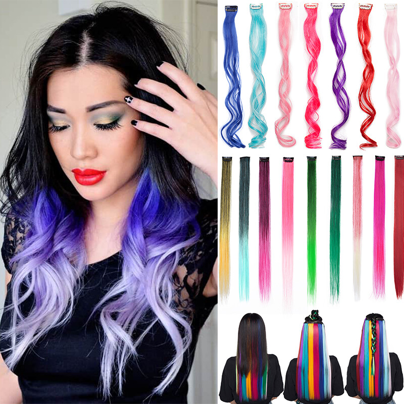 Halloween Festival 10 Pieces Strands Streak Clip In Colours 22'' Hair Extensions